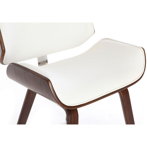 Chaise design blanc et bois foncé RUBBENS