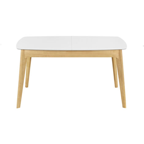 Miliboo – Table extensible rectangulaire 140-180 cm – Rallonges intégrées – Bois d'hévéa et panneaux de fibres – Pour 6 personnes – Design scandinave - L140-180