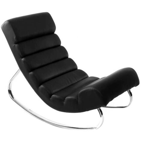 Rocking chair design noir et acier chromé TAYLOR