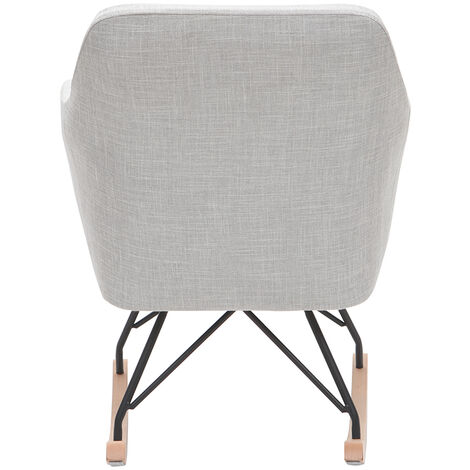 Fauteuil à Bascule Scandinave Aleyna - Tissu Bleu Canard, Piètement Bois Et Métal Noir