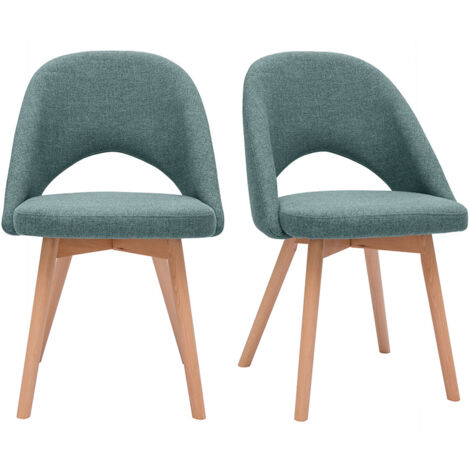 Chaises scandinaves en tissu vert de gris et bois clair (lot de 2) COSETTE (1/5)