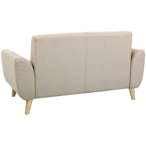 Canapé scandinave 2 places en tissu beige et bois clair EKTOR
