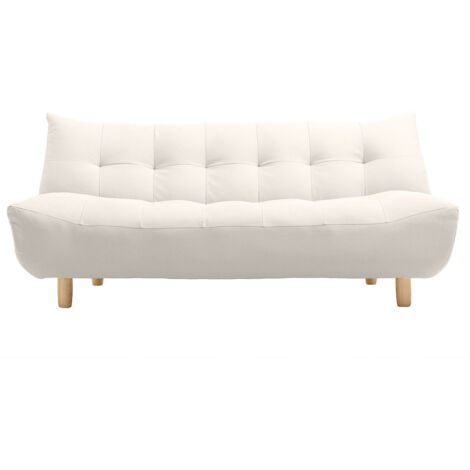 Miliboo – Canapé convertible scandinave 3 places en tissu beige – Dossier inclinable – Dimensions L189 x P102 x H89 cm – Lit d'appoint