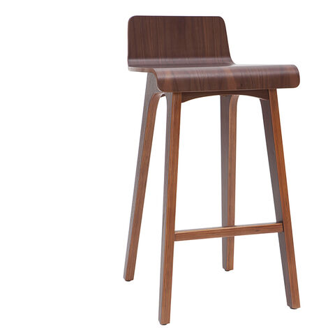 Miliboo – Chaise de bar scandinave en contreplaqué noyer – Hauteur d'assise 65 cm – Design minimaliste avec repose-pieds intégré – Confort optimal