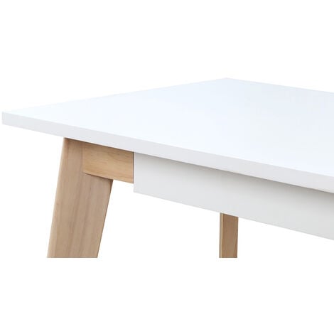 Bureau avec rangements scandinave blanc et bois clair L150 cm