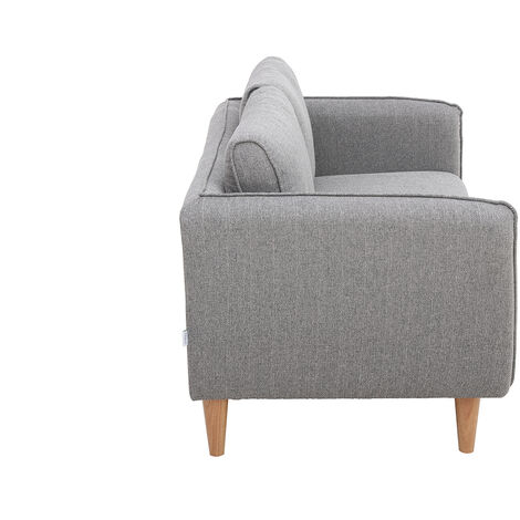Canapé scandinave 2 places en tissu gris et bois clair KURT