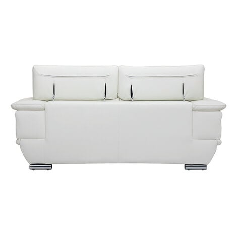 Canapé design avec têtières ajustables 2 places cuir blanc et