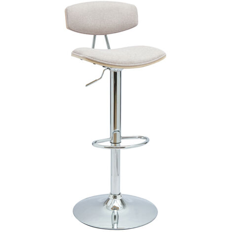 Tabouret de bar design réglable en tissu effet velours texturé beige et métal VASCO (1/5)