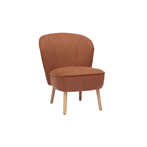Fauteuil scandinave en tissu effet velours texturé terre brûlée et bois clair AMANITA (1/5)