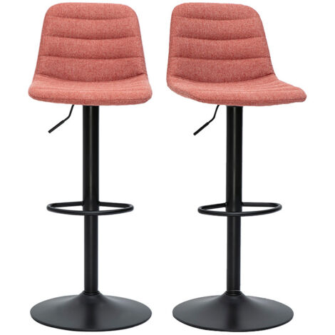 Tabourets de bar réglables en tissu effet velours texturé terracotta et métal (lot de 2) SAURY