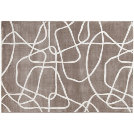 Tapis rectangulaire taupe à motifs line art 160 x 230 cm APOLLINE (1/3)