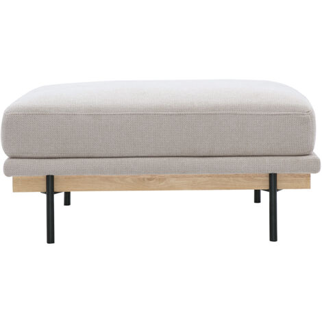 Pouf repose pieds en tissu chenille beige et métal noir TODD (1/4)