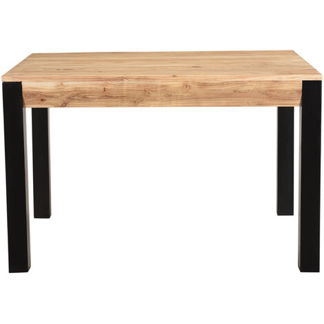 Miliboo – Table extensible rectangulaire en bois massif et métal noir L120-210 cm – Rallonges intégrées pour 6 à 8 personnes – Montage simple (1/5)