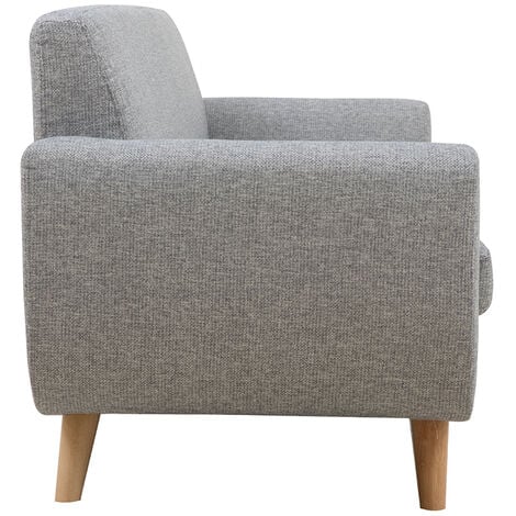 Canapé scandinave 3 places en tissu gris clair et bois clair PURE