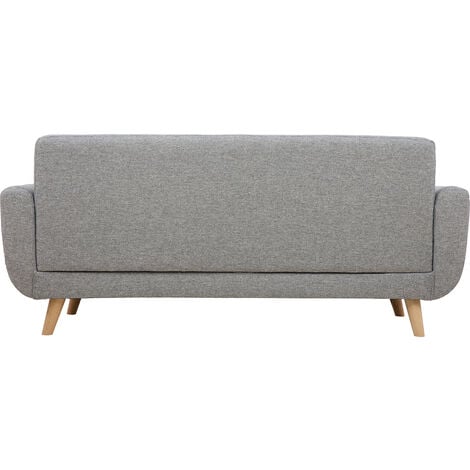Canapé scandinave 3 places en tissu gris clair et bois clair PURE