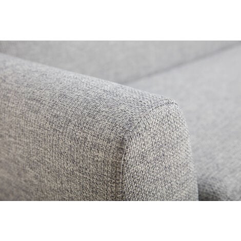 Canapé scandinave 3 places en tissu gris clair et bois clair PURE