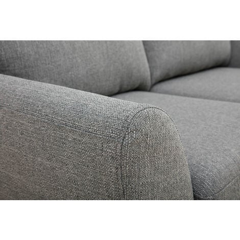 Canapé scandinave 2 places en tissu gris et bois clair ALICE