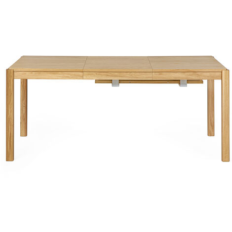 Table extensible rallonges intégrées ronde en bois clair chêne