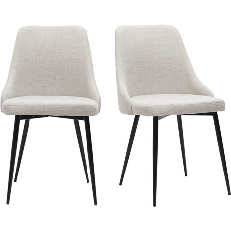 Miliboo – Lot de 2 chaises en tissu effet velours beige naturel – Piétement métal noir – Confort optimal avec assise rembourrée – Dimensions L49 x P56.5 x H84 cm (1/5)