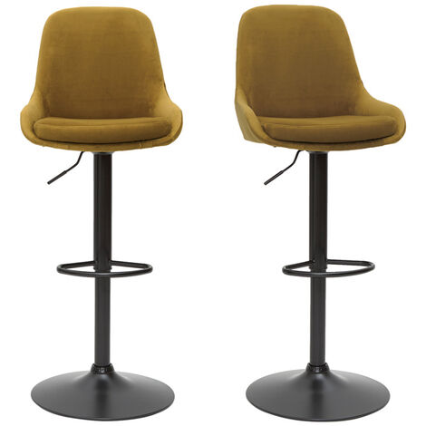 Tabourets de bar design réglables velours bronze (lot de 2) HOLO (1/5)