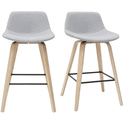 Tabourets de bar scandinaves gris clair et bois H65 cm (lot de 2) NONIE