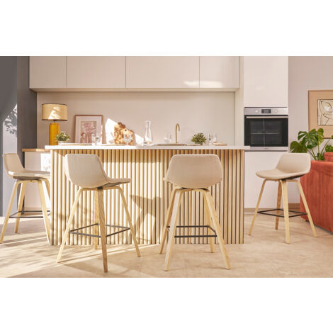 Tabourets de bar scandinaves gris clair et bois H65 cm (lot de 2) NONIE