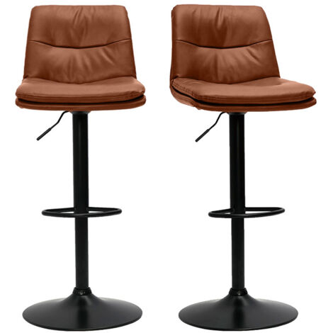 Tabourets de bar réglables marrons et métal noir (lot de 2) ZUCK (1/5)