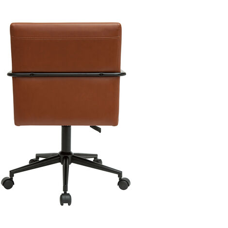 Chaise de bureau à roulettes vintage marron et métal noir HEMMY