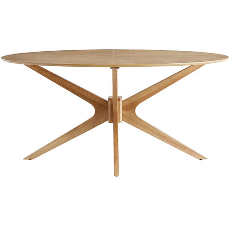 Miliboo – Table à manger ovale chêne 160x106 cm – Piètement en hévéa massif – Jusqu'à 6 convives – Design élégant et convivial