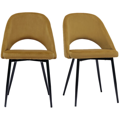 Chaises vintage en tissu velours bronze et métal noir (lot de 2) COSETTE (1/5)