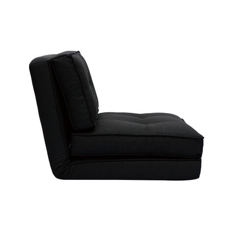 Chauffeuse 1 place convertible en tissu noir SALLY