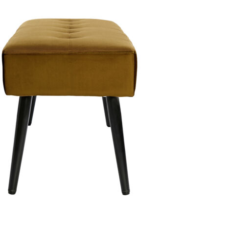 Banc design capitonné en tissu velours bronze et métal noir L96 cm GUESTA