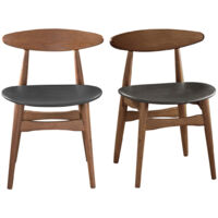 Miliboo – Chaises vintage en bois foncé et noir – Lot de 2 – Structure en hévéa massif – Assise en polyuréthane – Design japonais