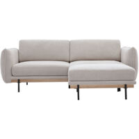 Canapé design 3 places et repose-pieds en tissu chenille beige et métal noir TODD