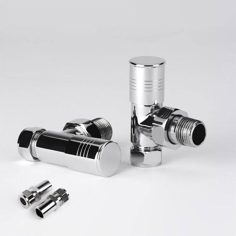 Durham Chrome Straight Round Top Valve with Lockshield