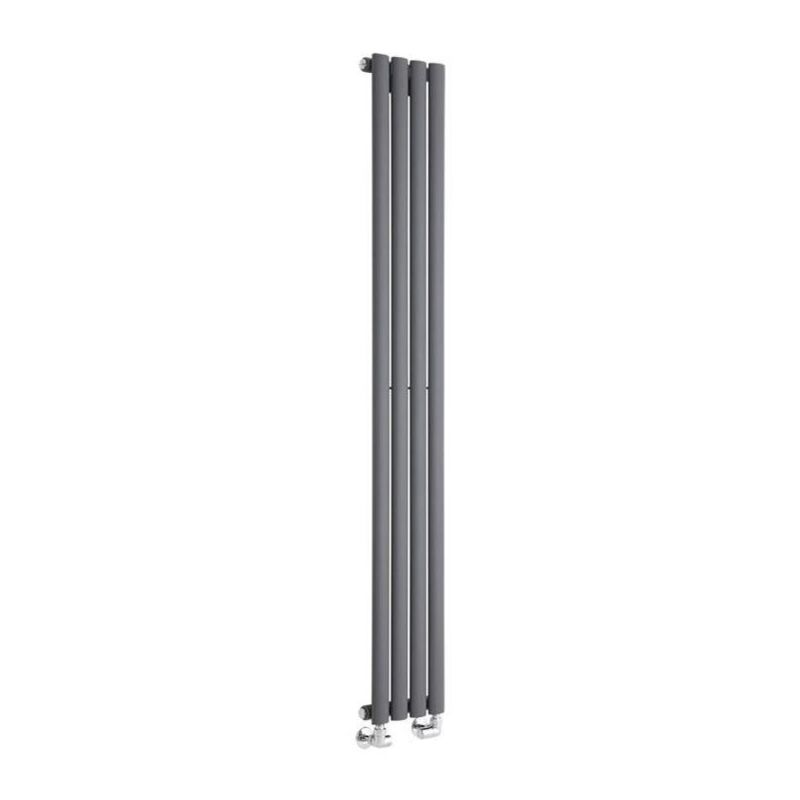 Single Tall Vertical Oval Panel Radiator Anthracite 1800mm High 236mm Wide