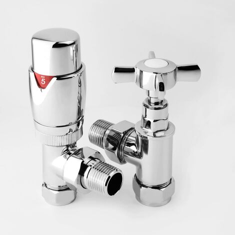Krackow Angled Designer TRV with Cross Top Valve 15mm / 1/2inch