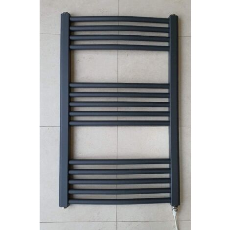 York 500 x 800mm Anthracite Electric Curved Towel Rail Bathroom Radiator