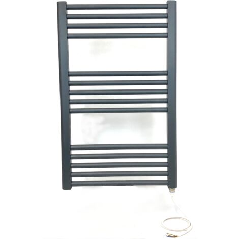 York 500 x 800mm Anthracite Electric Flat Towel Rail Bathroom Radiator With Controller