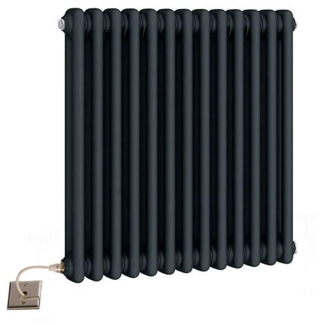 Traditional Electric Anthracite  3 Column Radiators 600mm high 605 mm wide