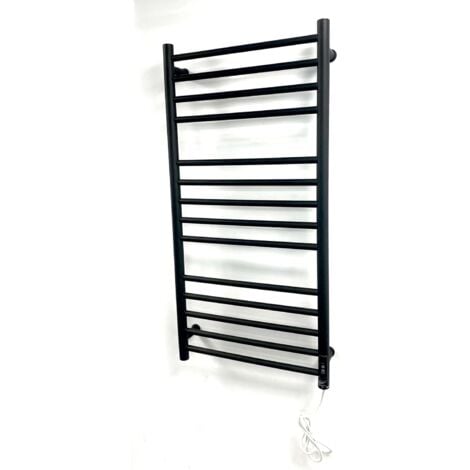 Larne Dry Electric Black Stainless Steel Towel Rail 1000mm High 300mm Wide Energy Efficient