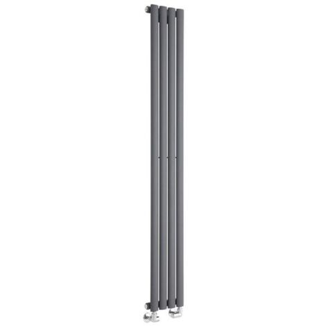 Single Tall Vertical Oval Panel Radiator Anthracite 1800mm High 236mm Wide