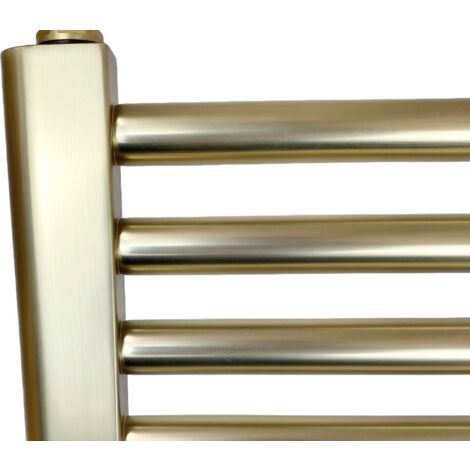 York Flat Brushed Brass Electric Towel Rail 500mm Wide x 1200mm High Bathroom Radiator