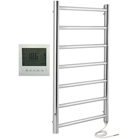 Davos Electric Stainless Steel Towel Rail 500 x 800mm Bathroom Towel Radiator + 7 Day Timer/Thermostat