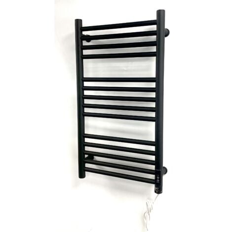 Belfast  Dry Electric Black Black Stainless Steel Towel Rail 720mm High 300mm Wide Energy Efficient