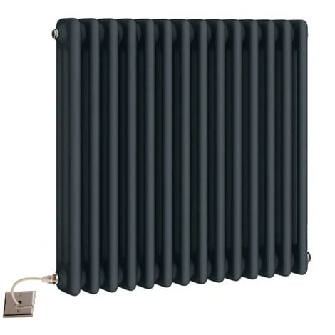 Traditional Electric Anthracite 3 Column Radiators 600mm high 425mm wide