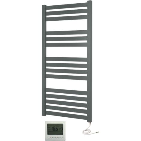 Algarve (Vas) Electric Anthracite Heated Towel Rail 500 x 1165mm + 7 Day Timer/Thermostat (1/4)