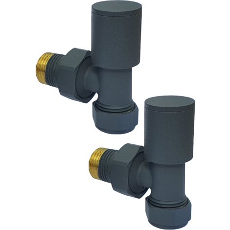 Anthracite Angled Designer Radiator / Towel Rail Valve 1/2' -15mm (2 valve pack)