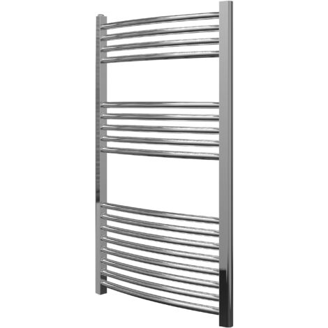 Greened House 600mm wide x 1000mm Chrome Curved Central Heating Towel Rail high Designer Straight Towel radiator