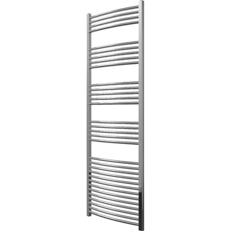 Greened House 600mm wide x 1800mm Chrome Curved Central Heating Towel Rail high Designer Straight Towel radiator